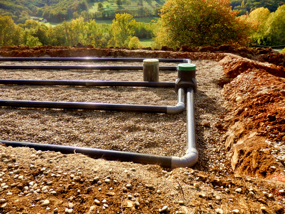 Pipes in the ground for septic system